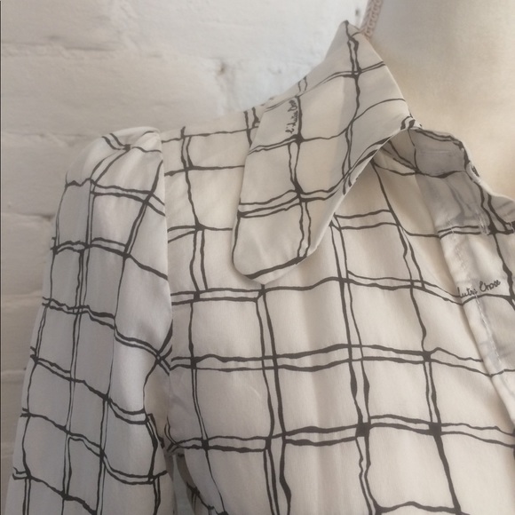 L’autre Chose silk blend puff sleeve top b/w print size 40 s - Picture 2 of 6